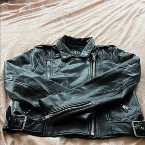 Zara Black Faux Leather Moto Jacket with Silver Hardware